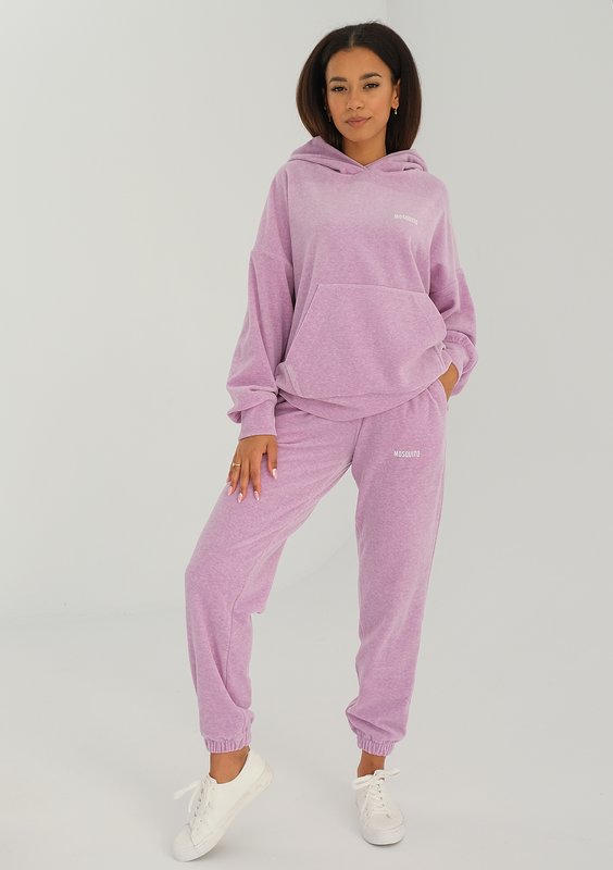 Pure - Bluza welurowa z kapturem Melanż Lila