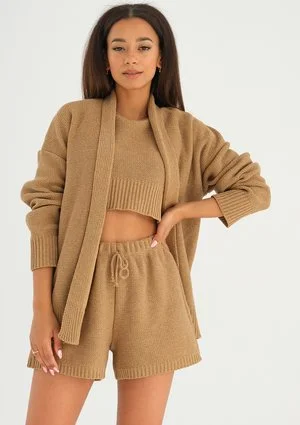 Yrsa - Short camel knitted top