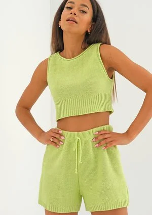 Yrsa - Lime green knitted shorts