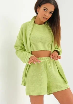 Yrsa - Lime green knitted shorts