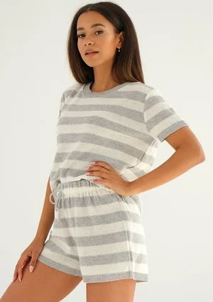 Kiko - Knitted grey striped shorts