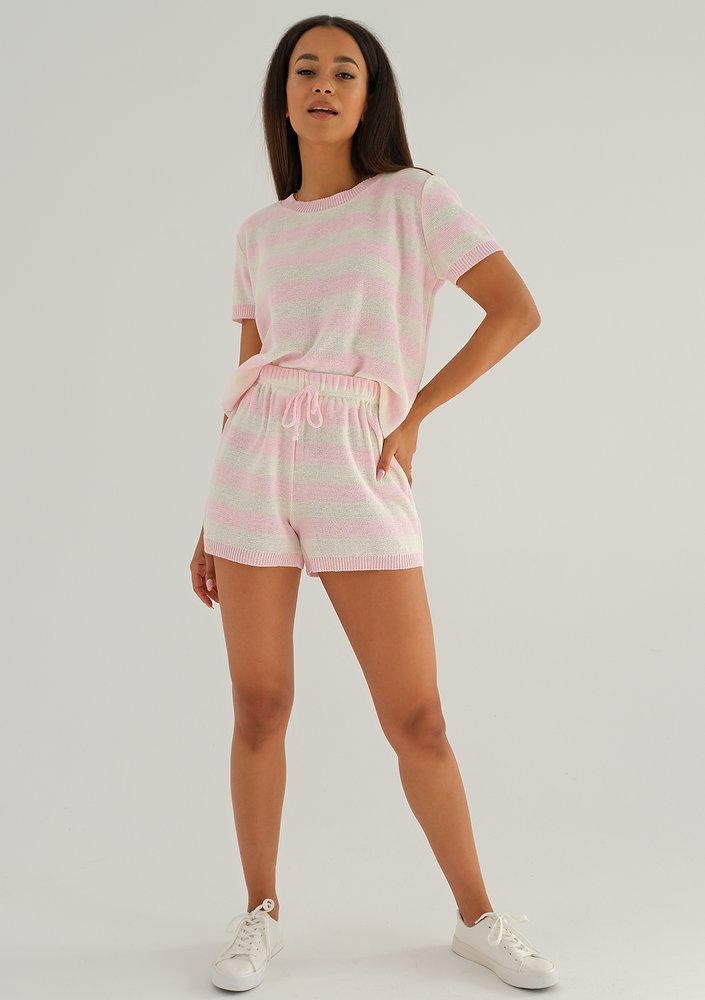 Kiko - Knitted pink striped T- shirt