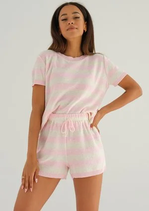 Kiko - Knitted pink striped T- shirt