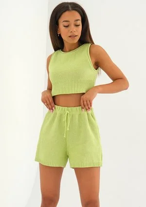 Yrsa - Short lime green knitted top