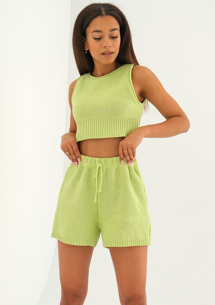 Yrsa - Lime green knitted shorts