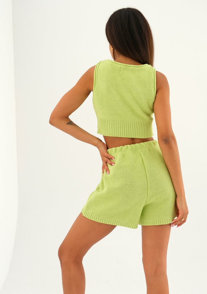 Yrsa - Lime green knitted shorts