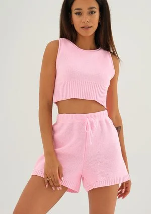 Yrsa - Short pink knitted top
