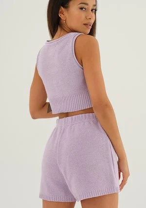 Yrsa - Short lila knitted top