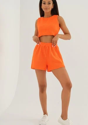 Yrsa - Orange knitted shorts