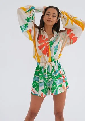Itasca - Yellow leaves printed shorts