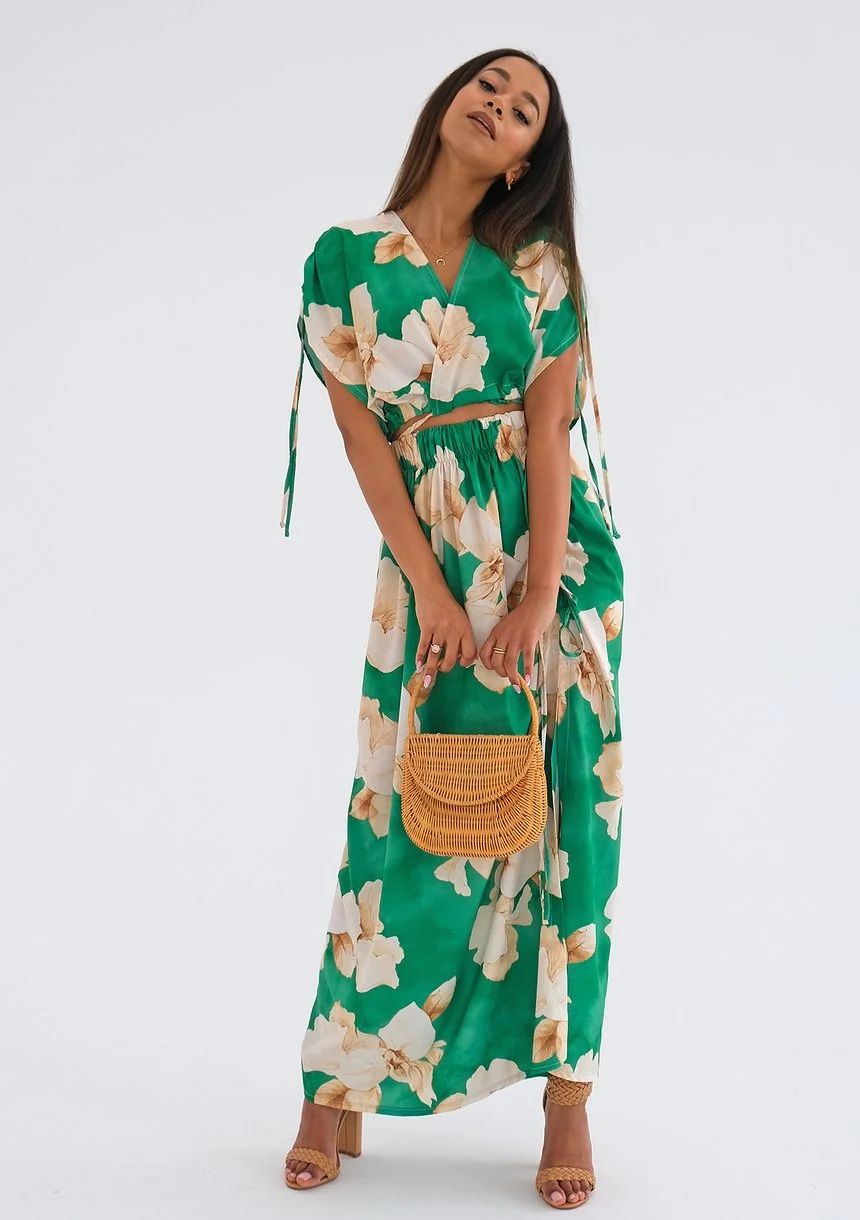 Mauro - Green floral maxi skirt
