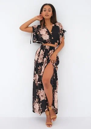 Mauro - Spódnica maxi w kwiaty Czarna