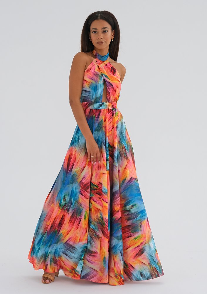 Cindy - colorful satin maxi dress