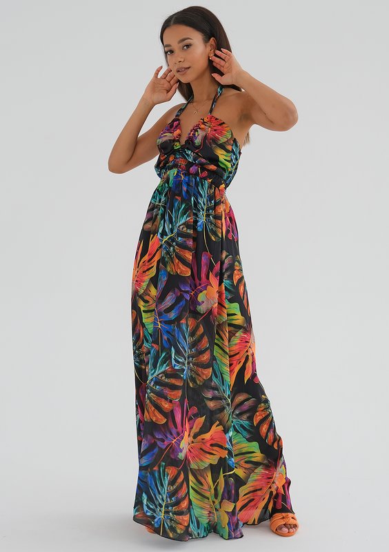 Lana - Sukienka maxi Colorful Leaves