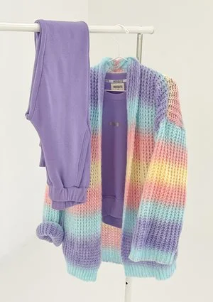 Lotus - Loose cardigan in pastel ombre colors