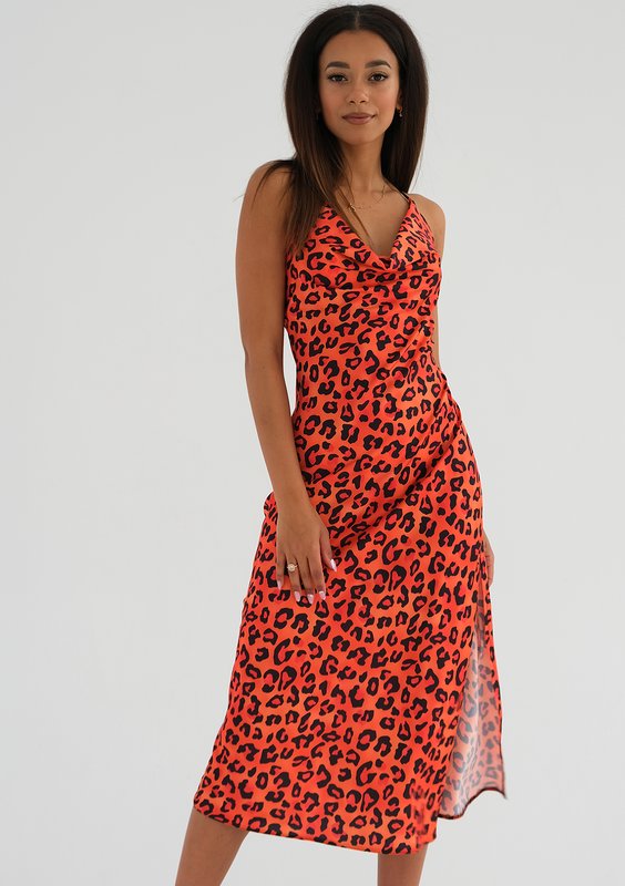 Laira - Orange spotted midi dress
