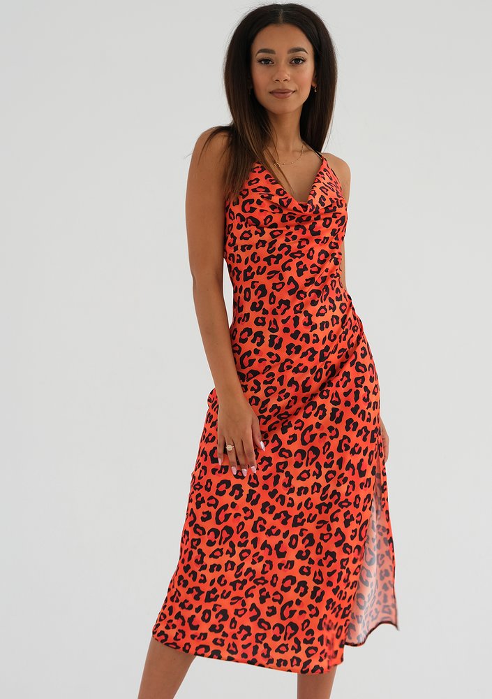 Laira - Orange spotted midi dress