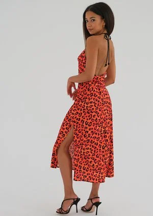 Laira - Orange spotted midi dress