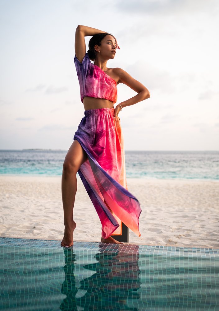 Faye - Spódnica maxi Ombre Pink