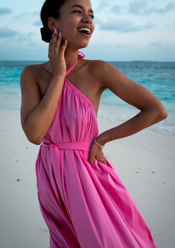 Joly - Pink midi dress with a frill