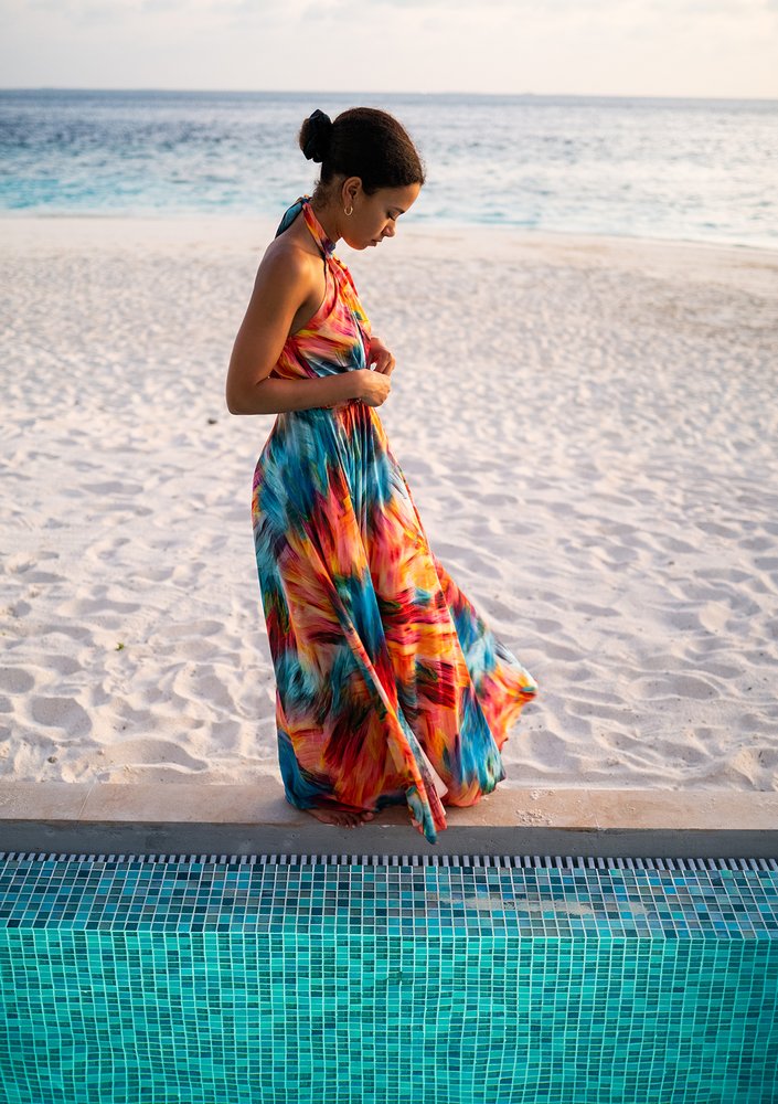 Cindy - colorful satin maxi dress
