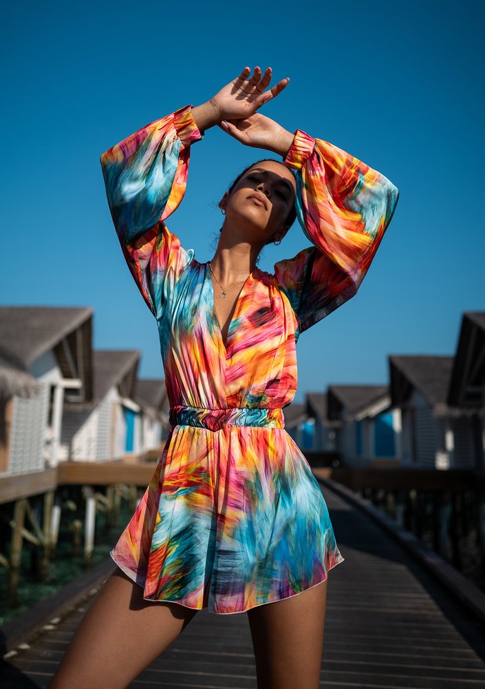 Isuni - colorful satin mini jumpsuit