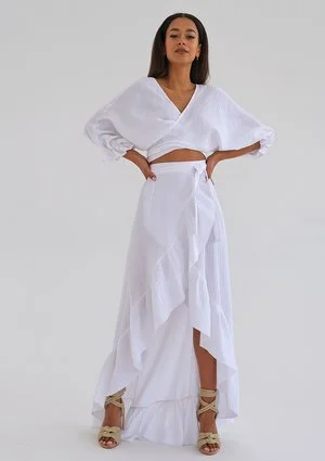Melca - White muslin wrap skirt