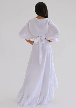 Melca - White muslin wrap skirt