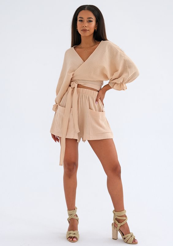 Omazi - Muślinowy top kremowy