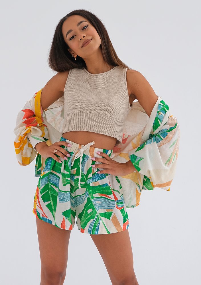 Itasca - Yellow leaves printed shorts