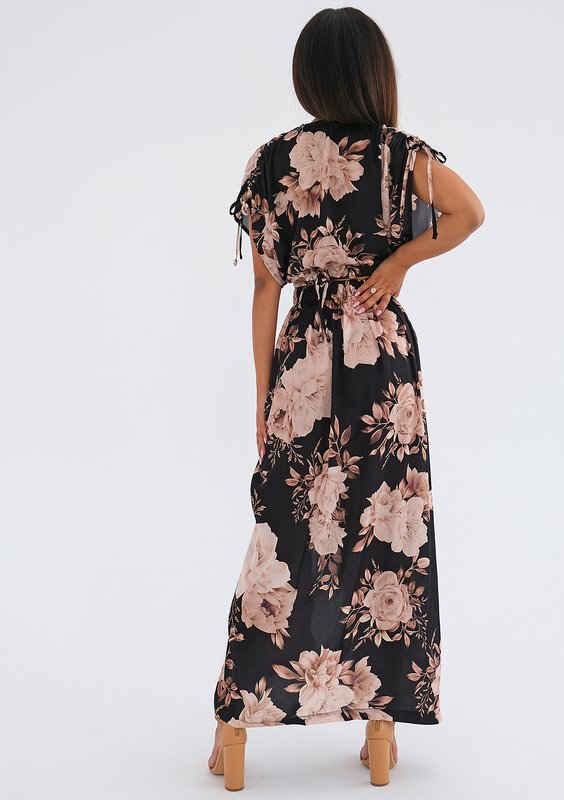 Mauro - Black floral wrap top