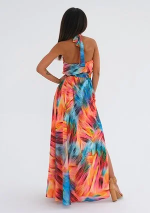 Cindy - Sukienka maxi z satyny Orange