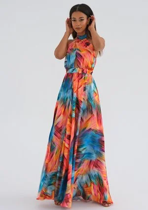 Cindy - colorful satin maxi dress