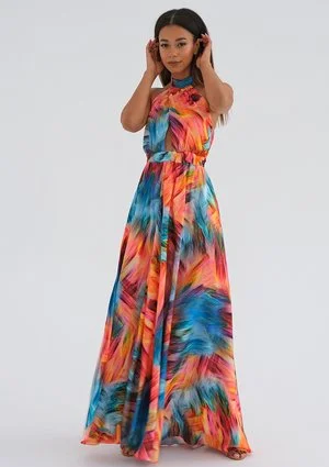 Cindy - Sukienka maxi z satyny Orange