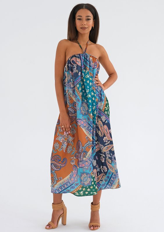 Venta - Boho scarf patterned midi dress