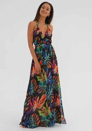 Lana - Sukienka maxi Colorful Leaves