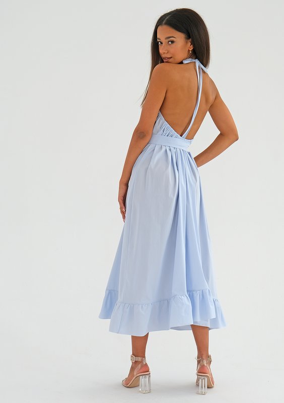 Joly - Light blue midi dress with a frill