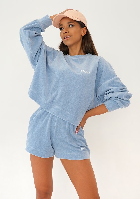 Kimsy - Melange blue velour sweatshirt