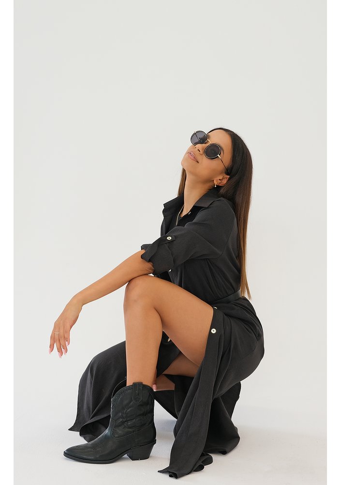 Zoya - Black maxi shirt dress