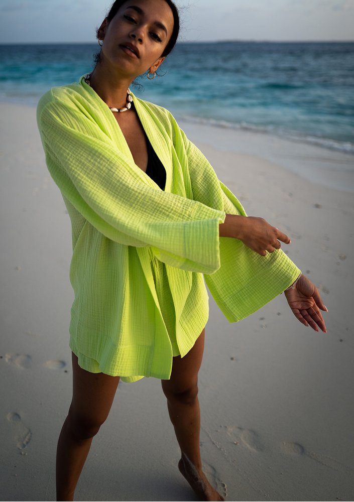 Pavla - Lime green muslin shorts