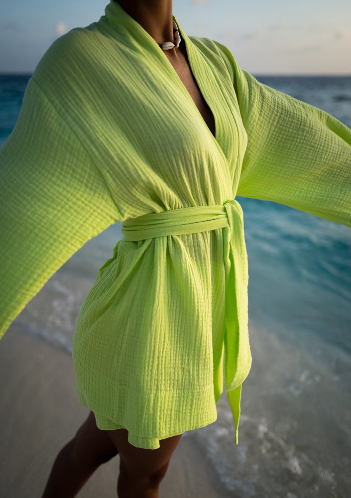 Pavla - Lime green muslin shorts