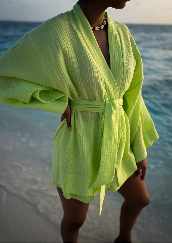 Pavla - Lime green muslin shorts