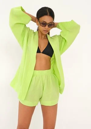 Pavla - Lime green muslin shorts