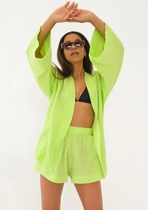 Pavla - Lime green muslin shorts