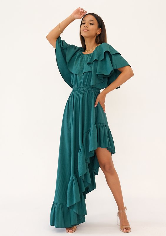 Sorina - Green ruffled maxi dress