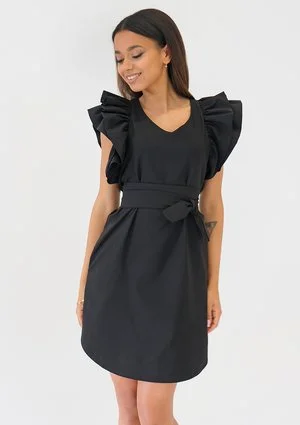 Diana - Black mini dress with frills