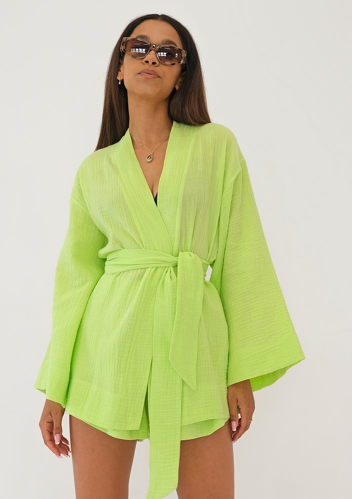 Pavla - Lime green muslin shorts
