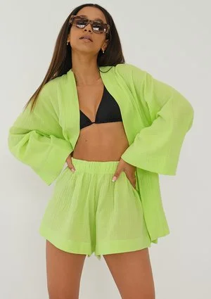 Pavla - Lime green muslin shorts