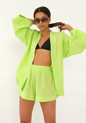 Pavla - Lime green muslin shorts