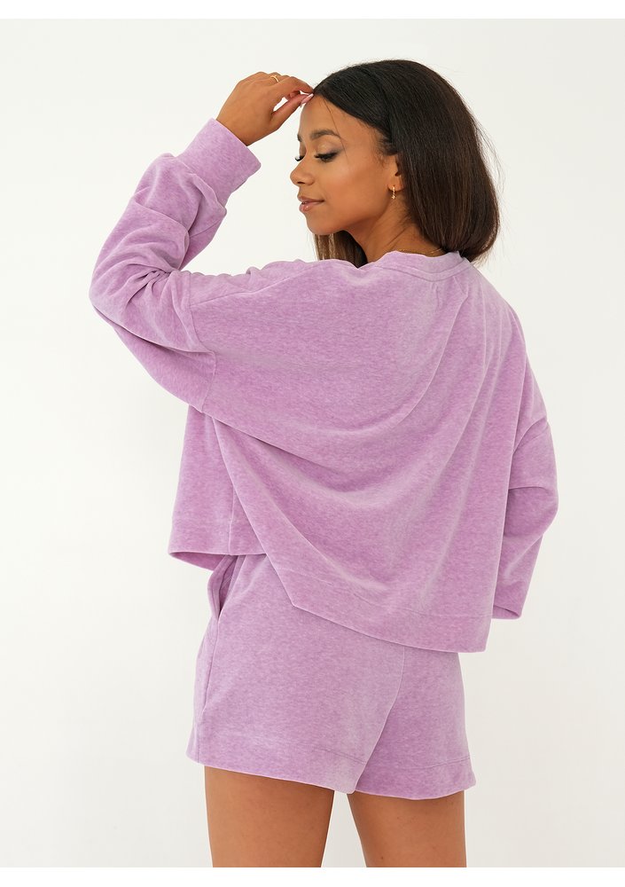 Kimsy - Bluza welurowa Melanż Lila